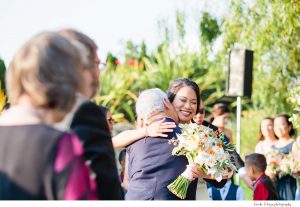 Nella Terra Wedding, Ceremony, Bride hugging dad